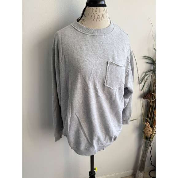 aerie Tops - Aerie Womens Medium‎ Gray Crewneck Sweatshirt Oversized Pocket Pullover Fleece